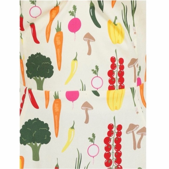 Modcloth Collectif Summer Vegetable Garden Print Fit Flare, Swing Skirt Dress,16 - Picture 2 of 16